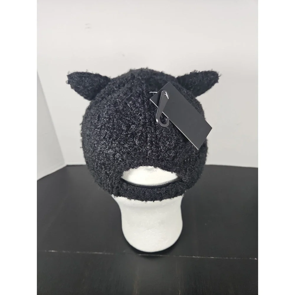 David And Young Cap Black Cat With Ears, Fuzzy, Strap Back, New With Tags